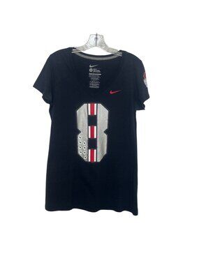 Nike Ohio State Buckeyes Tshirt #8 Womens Large Black Slim Fit Vneck